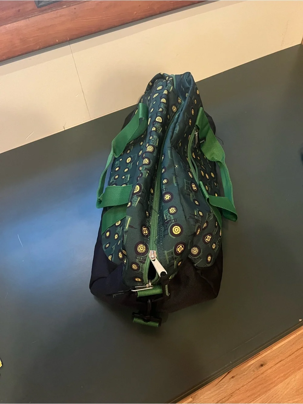 John Deere Green and Black Kids Duffel Bag with Tractor Wheel Pattern